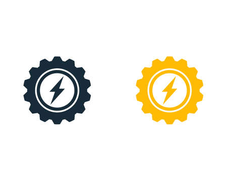 Thunder Bolt Gear Icon Vector Logo Template Illustration Designのイラスト素材
