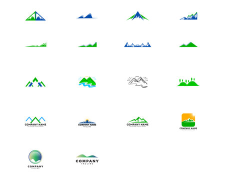 Set of Mountains Logo Design Vector Templateのイラスト素材