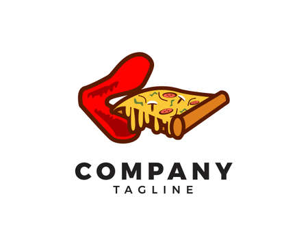 Pizza Logo Template, Fast Food Vector Design, Italian Pizza Restaurant Design Logoのイラスト素材