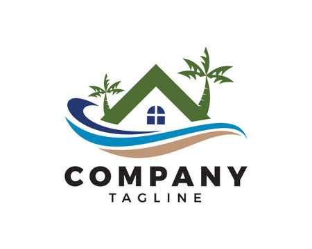 Beach House Logo Design Templateのイラスト素材