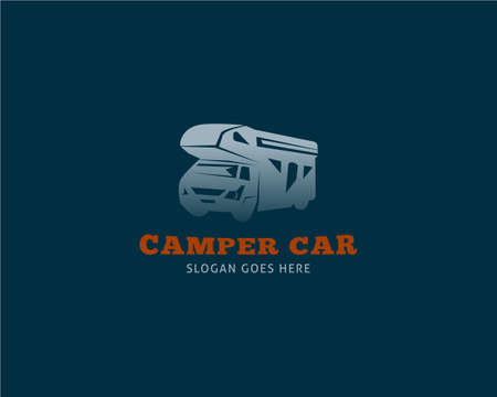 Adventure RV Camper Car Logo Design Templateのイラスト素材