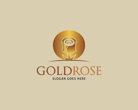 Golden Rose Vector Logo Design Templateのイラスト素材