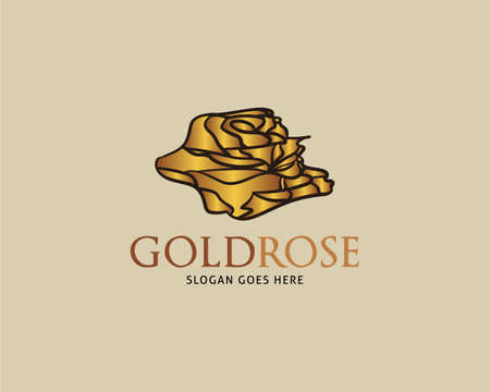 Golden Rose Vector Logo Design Templateのイラスト素材