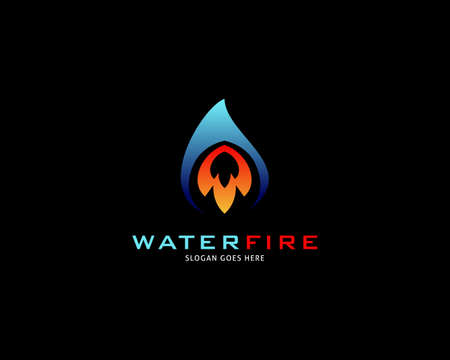 Water Drop Fire Logo Design Template Iconのイラスト素材