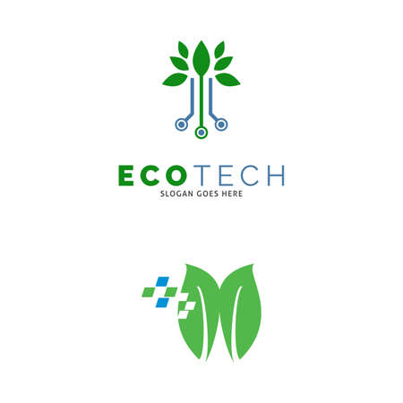 Set of Eco Technology Icon Vector Logo Template Illustration Designのイラスト素材