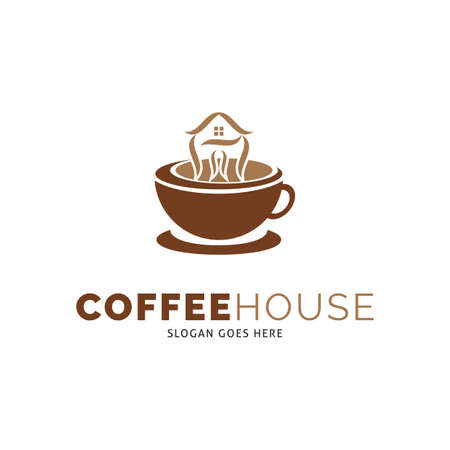 Coffee House Icon Vector Logo Template Illustration Designのイラスト素材