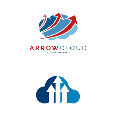 Set of Arrow Cloud Icon Vector Logo Template Illustration Designのイラスト素材