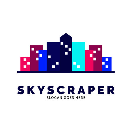 Skyscraper Icon Vector Logo Template Illustration Designのイラスト素材
