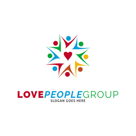 Love People Group or Love Team Work Icon Vector Logo Template Illustration Designのイラスト素材
