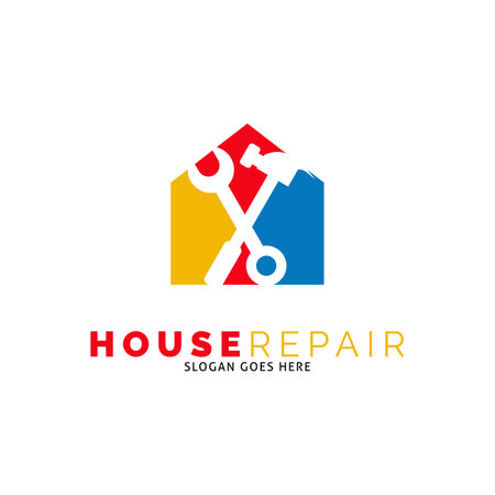 House Repair or Home Renovation Icon Vector Logo Template Illustration Designのイラスト素材