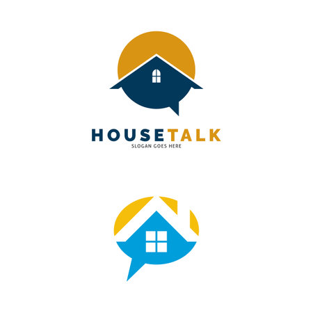 Set of House Talk or House Chat Icon Vector Logo Template Illustration Designのイラスト素材