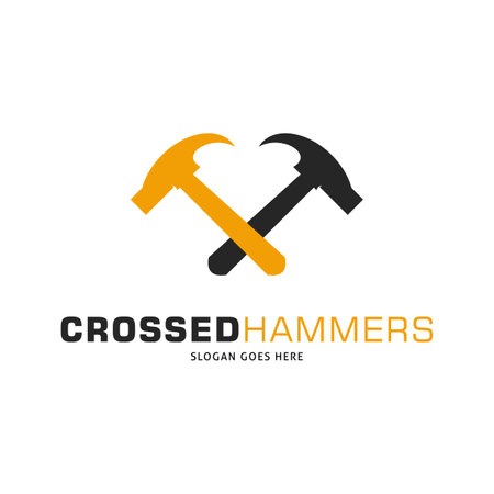 Crossed Hammers Icon Vector Logo Template Illustration Designのイラスト素材