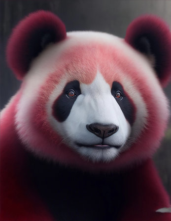 panda with red fur illustrationの素材