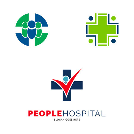 Set of People Hospital, Cross Plus, Healthy, Treatment or Clinic Icon Vector Logo Template Illustration Designのイラスト素材