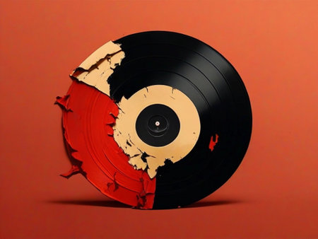 destroying black vinyl illustrationの素材