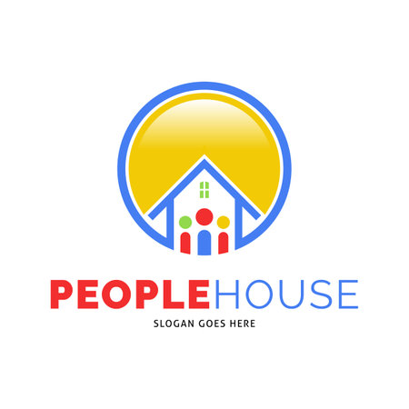 People, Families, Communities, Groups and Teamwork House Icon Vector Logo Template Illustration Designのイラスト素材