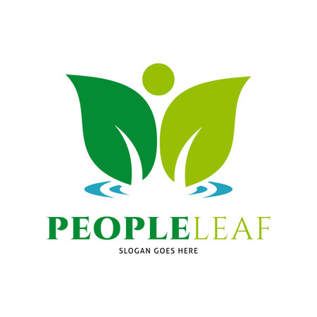 People Leaf Icon Vector Logo Template Illustration Designのイラスト素材