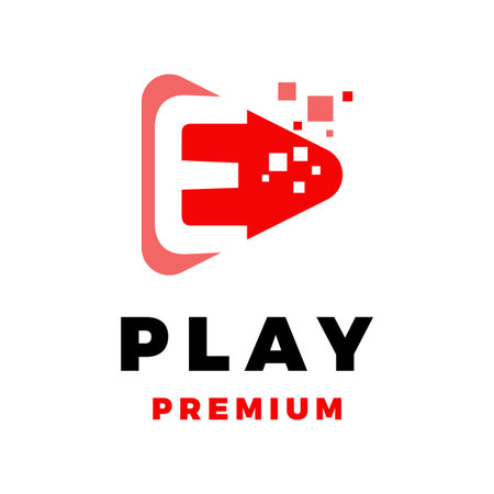 Initial Letter E Play Button Icon Vector Logo Template Illustration Designのイラスト素材