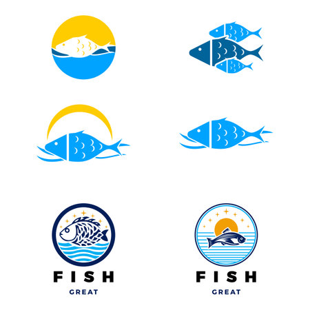 Set of Fish Icon Logo Design Templateのイラスト素材
