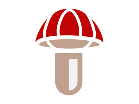 High quality minimalist mushroom icon vector, perfect for food illustration, nature design, organic product branding, cooking apps, and botanical graphics in clean modern flat style.のイラスト素材