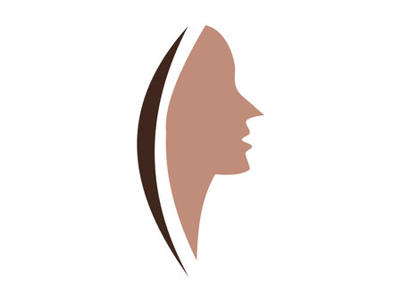 Minimalist woman face icon in elegant art style. Perfect for beauty, cosmetics, spa, fashion, and feminine identity design. Editable vector for creative and professional projects.のイラスト素材