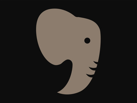 A minimalist elephant icon in vector style with modern clean lines. Perfect for creative projects, wildlife concepts, nature themes, and contemporary graphic illustrations in flat and abstract design.のイラスト素材