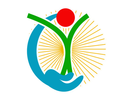 A modern flat-design caring people icon showing compassion and support. Perfect for health, charity, community, wellness, and social care projects. Clean, minimal, and versatile for professional use.のイラスト素材