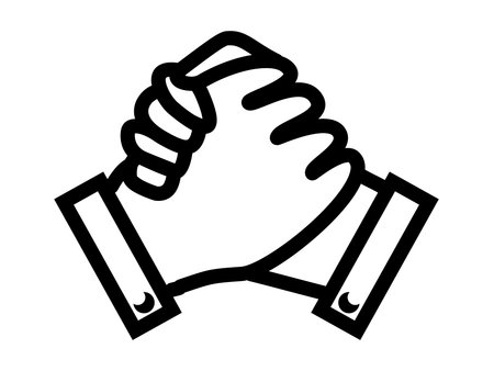 A detailed Soul Brother handshake icon symbolizing unity, trust, and brotherhood. Clean, bold, and versatile design ideal for logos, apps, branding, and creative visual projects.のイラスト素材