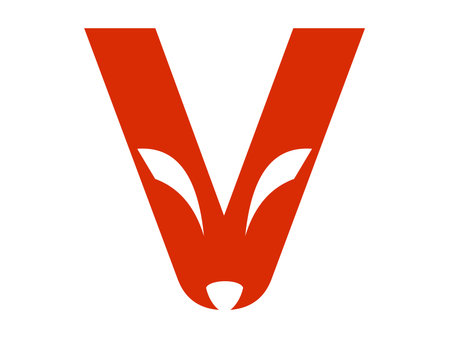 A clean and modern initial letter V fox icon featuring sharp lines and minimalist geometry, ideal for digital branding, creative illustrations.のイラスト素材