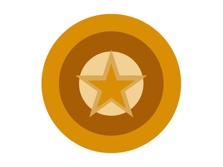 Clean and modern vector illustration of a circle star icon, ideal for UI and UX design, mobile apps, websites, ratings, badges, awards, and digital interface elements with a minimalist style.のイラスト素材