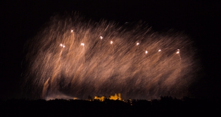 Fireworks on Carcassonne festival of 14 july 2012の写真素材