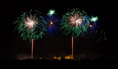 Fireworks on Carcassonne festival of 14 july 2012の写真素材
