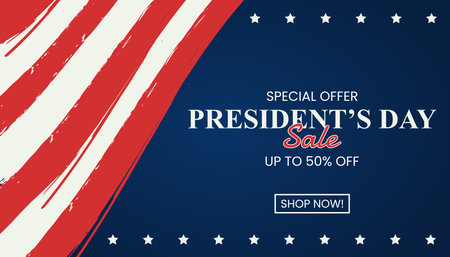 Happy Presidents Day Sale banner. Design for sale, discount and advertisement. Vector Illustrationのイラスト素材