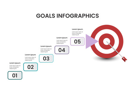 Goals infographics template design for business presentation. Vector Illustrationのイラスト素材