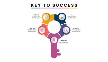 Key to success infographic template design with icons, five steps or options.のイラスト素材