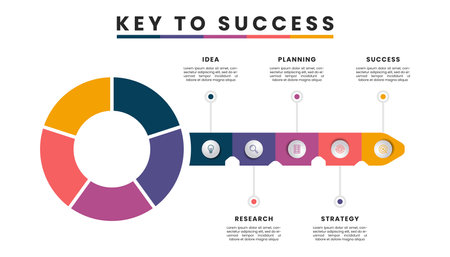 Key to success infographic for business solution presentation slide template.のイラスト素材