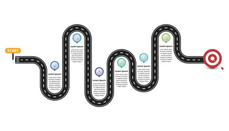 Road to target. Roadmap infographic template design.のイラスト素材