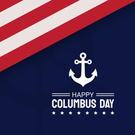 Happy Columbus Day poster with anchorのイラスト素材