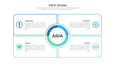 AIDA model infographic template design. Vector infographicのイラスト素材