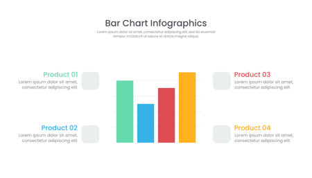 Four bar chart infographic template design. Vector infographicのイラスト素材