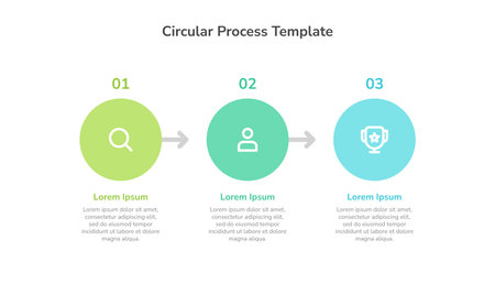 Circular process infographic template design with 3 steps and icons. Vector Infographicのイラスト素材