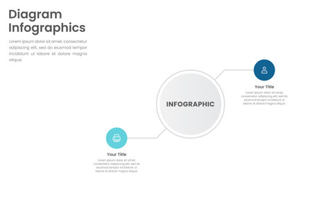 Circular diagram with 2 list of steps. Vector infographicのイラスト素材
