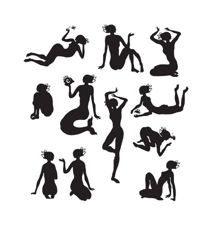 silhouettes of women のイラスト素材