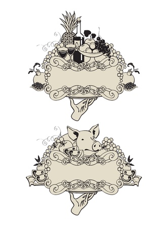 labels for meat and wine のイラスト素材