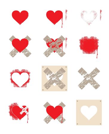 heart set crosses のイラスト素材