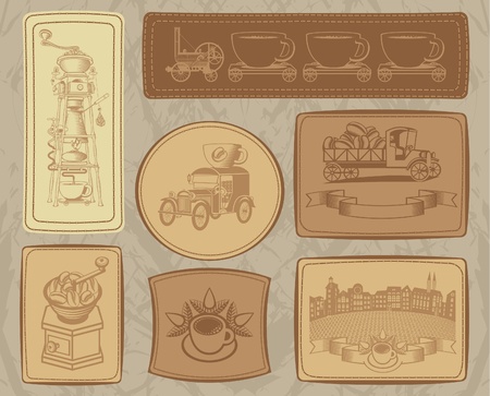 set of pictures on the coffee theme のイラスト素材