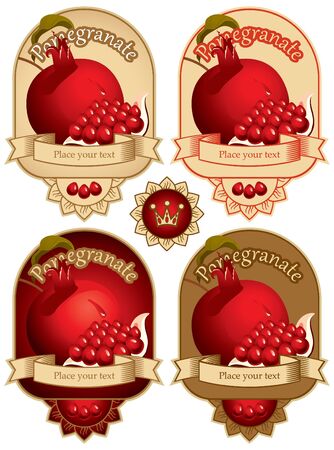 banner with pomegranate and a slice のイラスト素材
