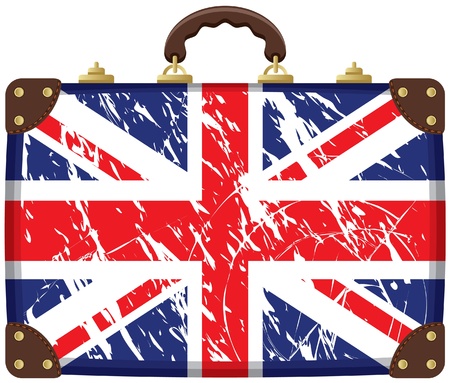 Travel bag with a British flag のイラスト素材