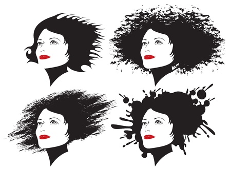 four girls with different hairstyles のイラスト素材