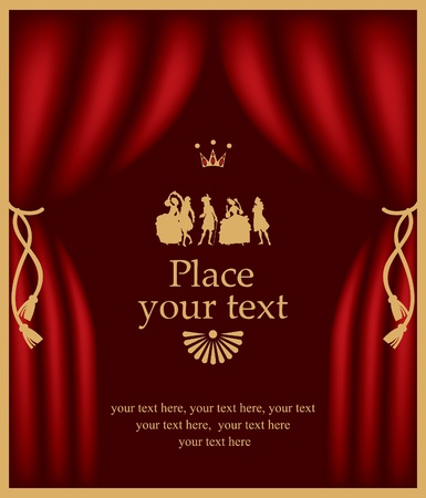 playbill with actors in baroque costumes のイラスト素材